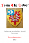 Cover of the May issue of From the Tower featuring a soteltie of the Baronial Arms in sugarpaste